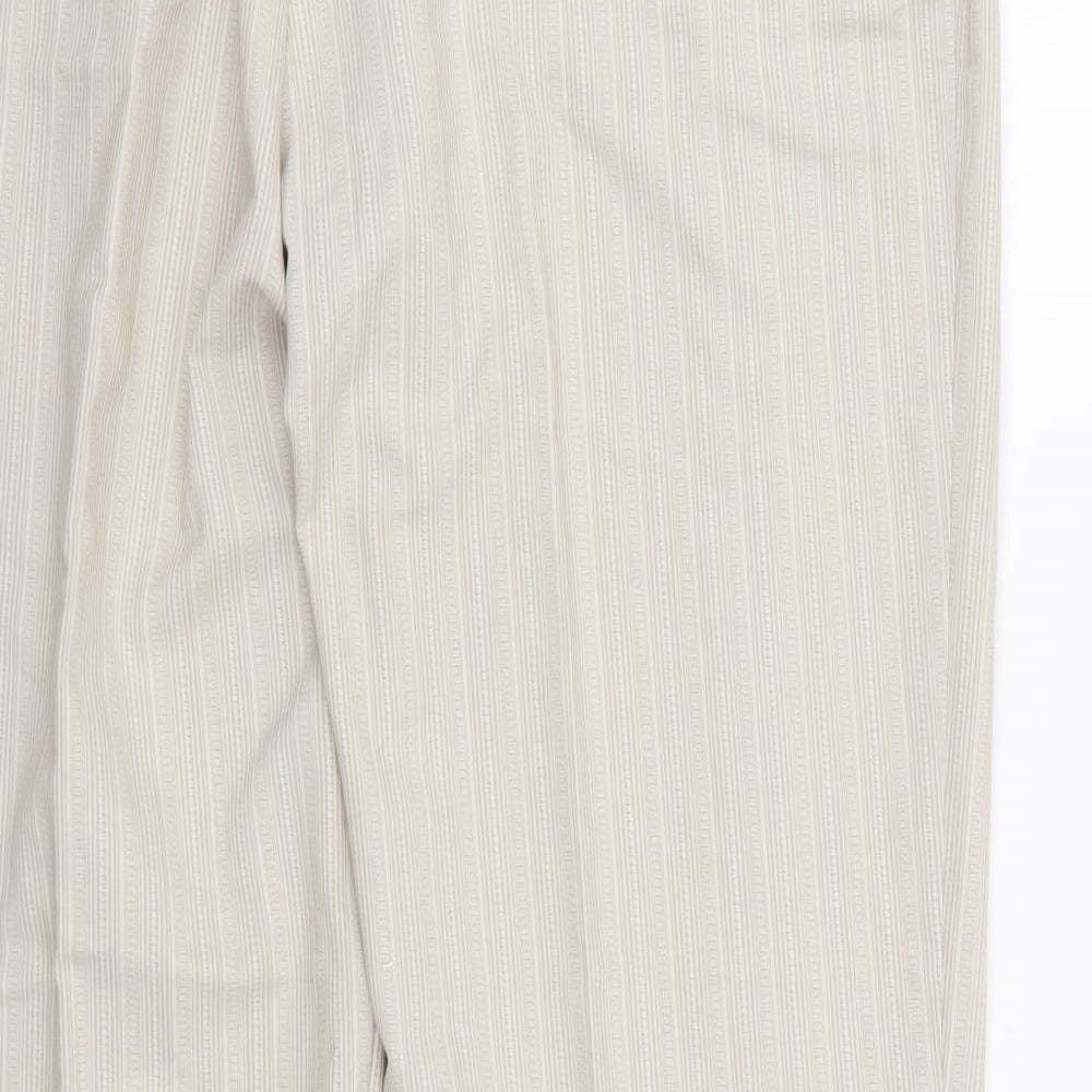 NEXT Womens Beige Striped Rayon Dress Pants Trousers Size 16 L29 in