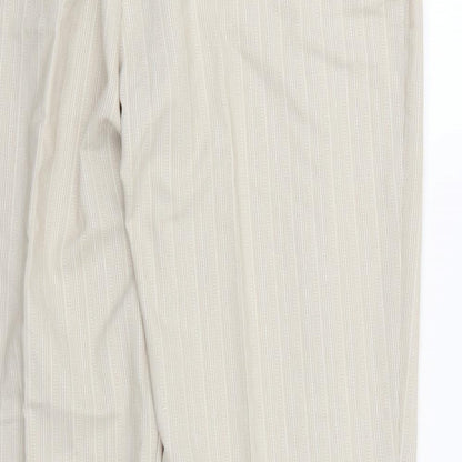 Next Womens Beige Striped Rayon Dress Pants Trousers Size 16 L29 in