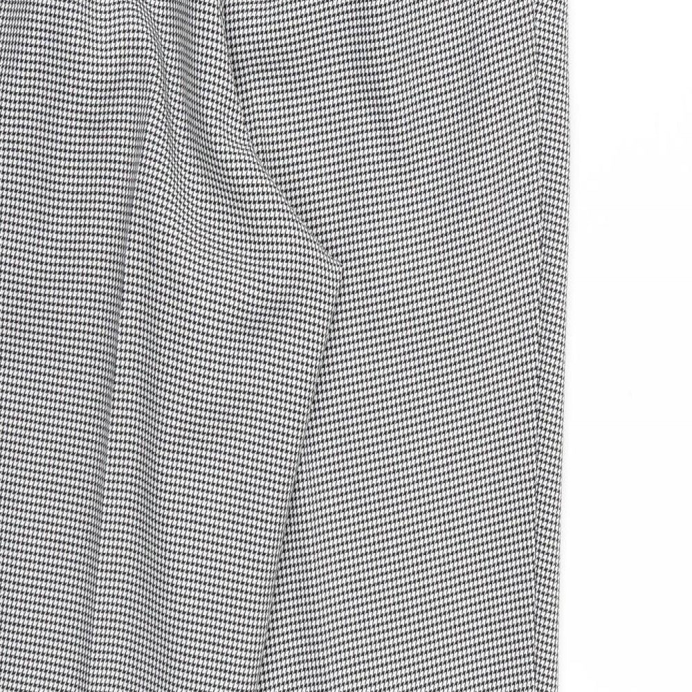 Marks and Spencer Womens White Houndstooth Rayon Trousers  Size 14 L26 in