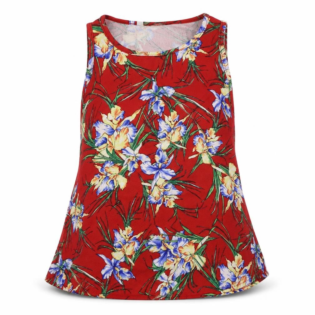 Peacocks  Womens Red Floral  Basic Blouse Size 14