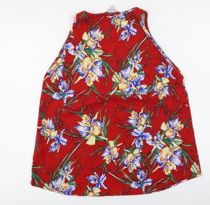 Peacocks Womens Red Floral  Basic Blouse Size 14