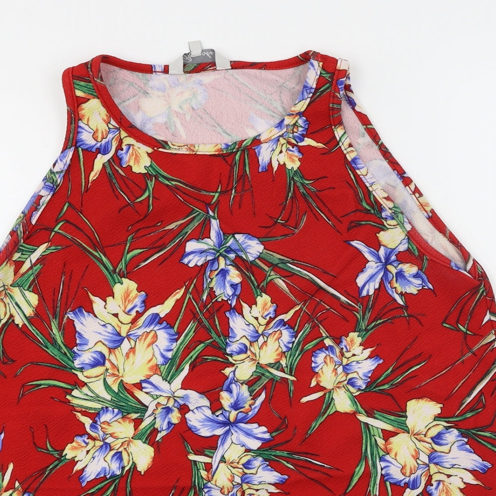 Peacocks  Womens Red Floral  Basic Blouse Size 14