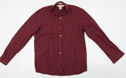 H&M  Mens Red Check   Button-Up Size M