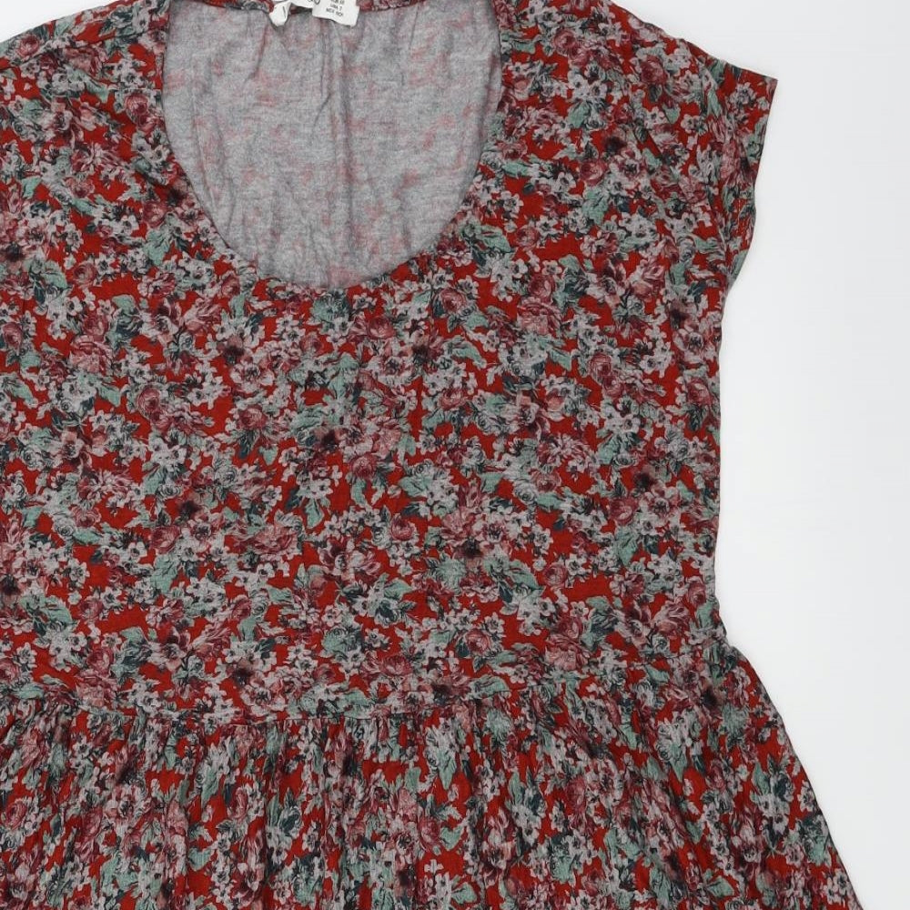 Mango  Womens Red Floral  Basic Blouse Size XS