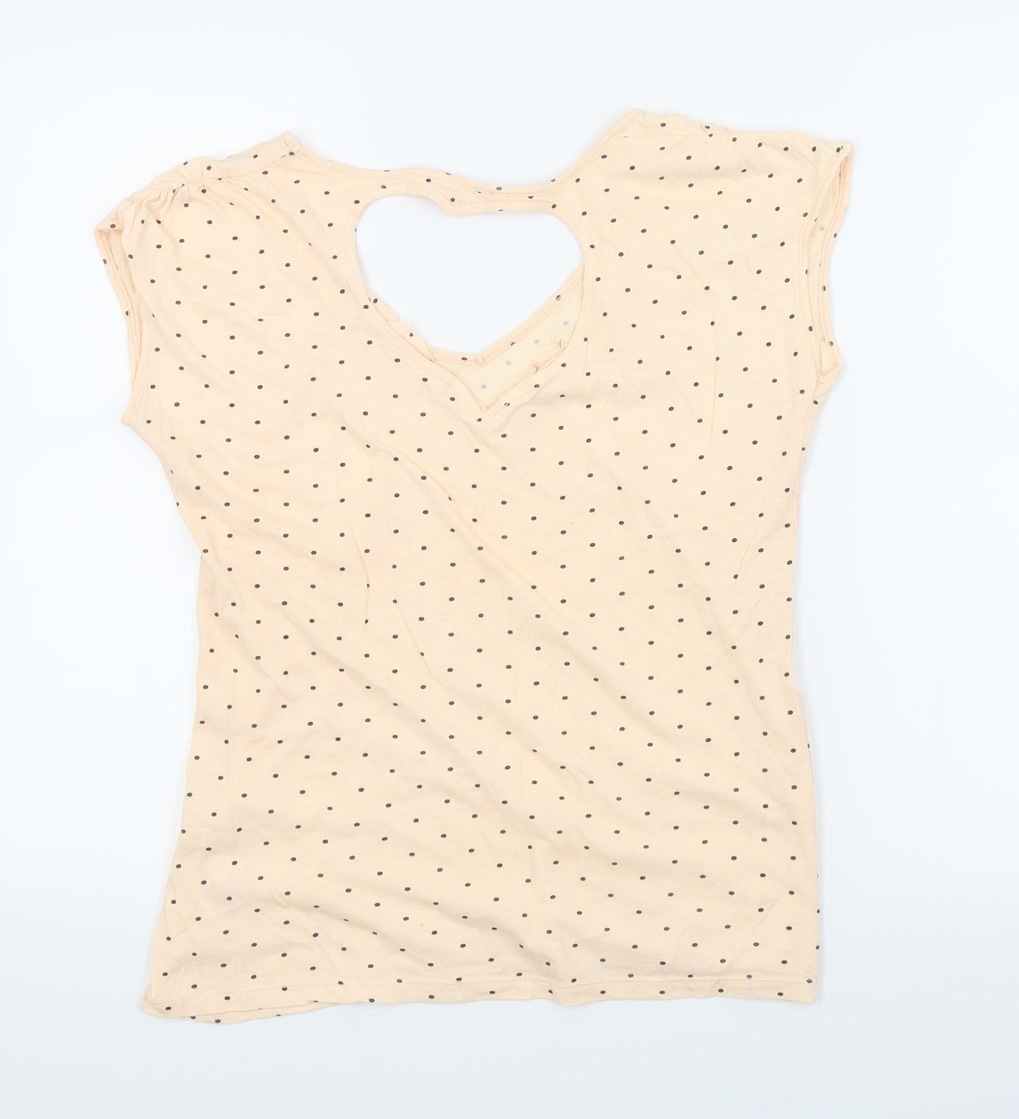 DENIM CO Womens Orange Polka Dot  Basic T-Shirt Size 14