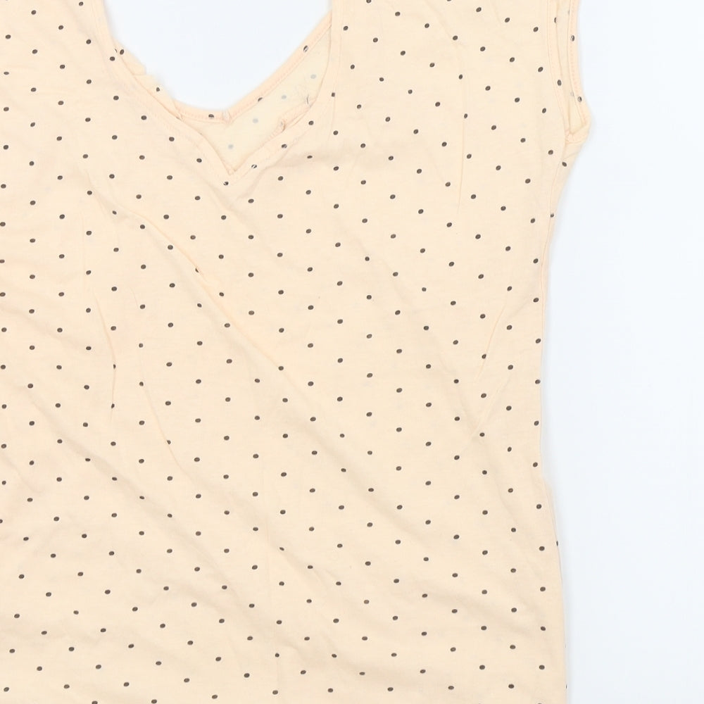 DENIM CO Womens Orange Polka Dot  Basic T-Shirt Size 14