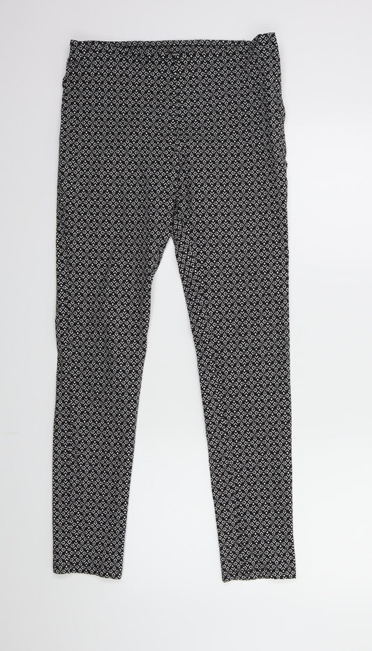 Atmosphere Womens Black Geometric  Trousers  Size 12 L27 in