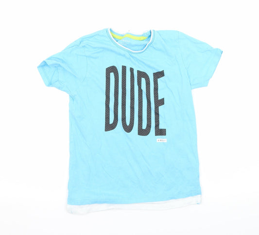 Primark Boys Blue  Jersey Basic T-Shirt Size 7-8 Years  - Dude