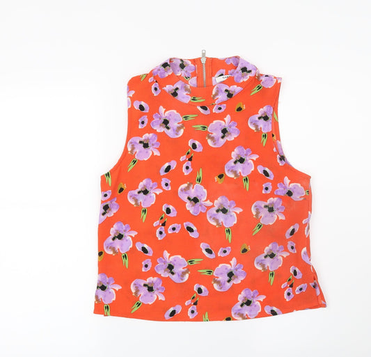 Glamourous Womens Red Floral  Basic Blouse Size 10