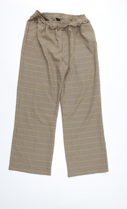 Topshop Womens Brown Herringbone  Trousers  Size 16 L29 in - Elastic Waist