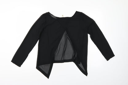 Preworn Womens Black   Wrap Blouse Size M