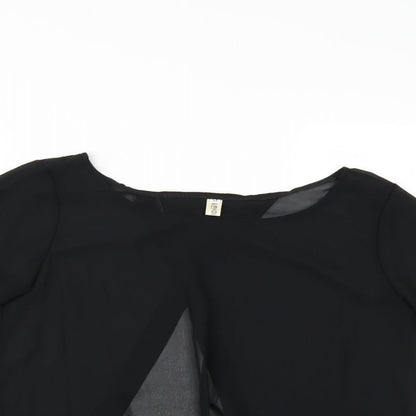 Preworn Womens Black   Wrap Blouse Size M