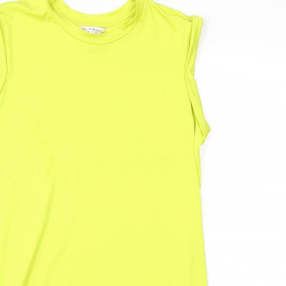 Close-up detail of Miss Selfridge women’s yellow mini, size UK 6