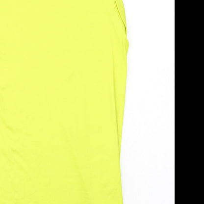 Brand and care label for Miss Selfridge women’s yellow mini, size UK 6