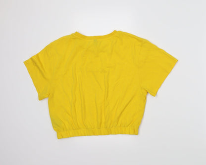 Preloved H&M Womens Yellow   Cropped T-Shirt Size M - Back