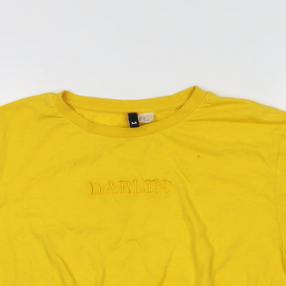 Preloved H&M Womens Yellow   Cropped T-Shirt Size M - Detail