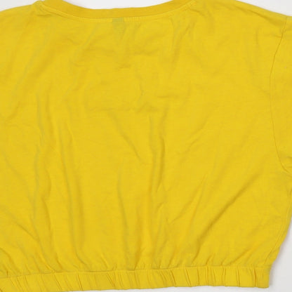 Preloved H&M Womens Yellow   Cropped T-Shirt Size M - Label