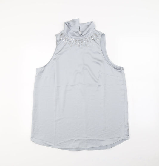 Preworn Womens Silver   Basic Blouse Size 16