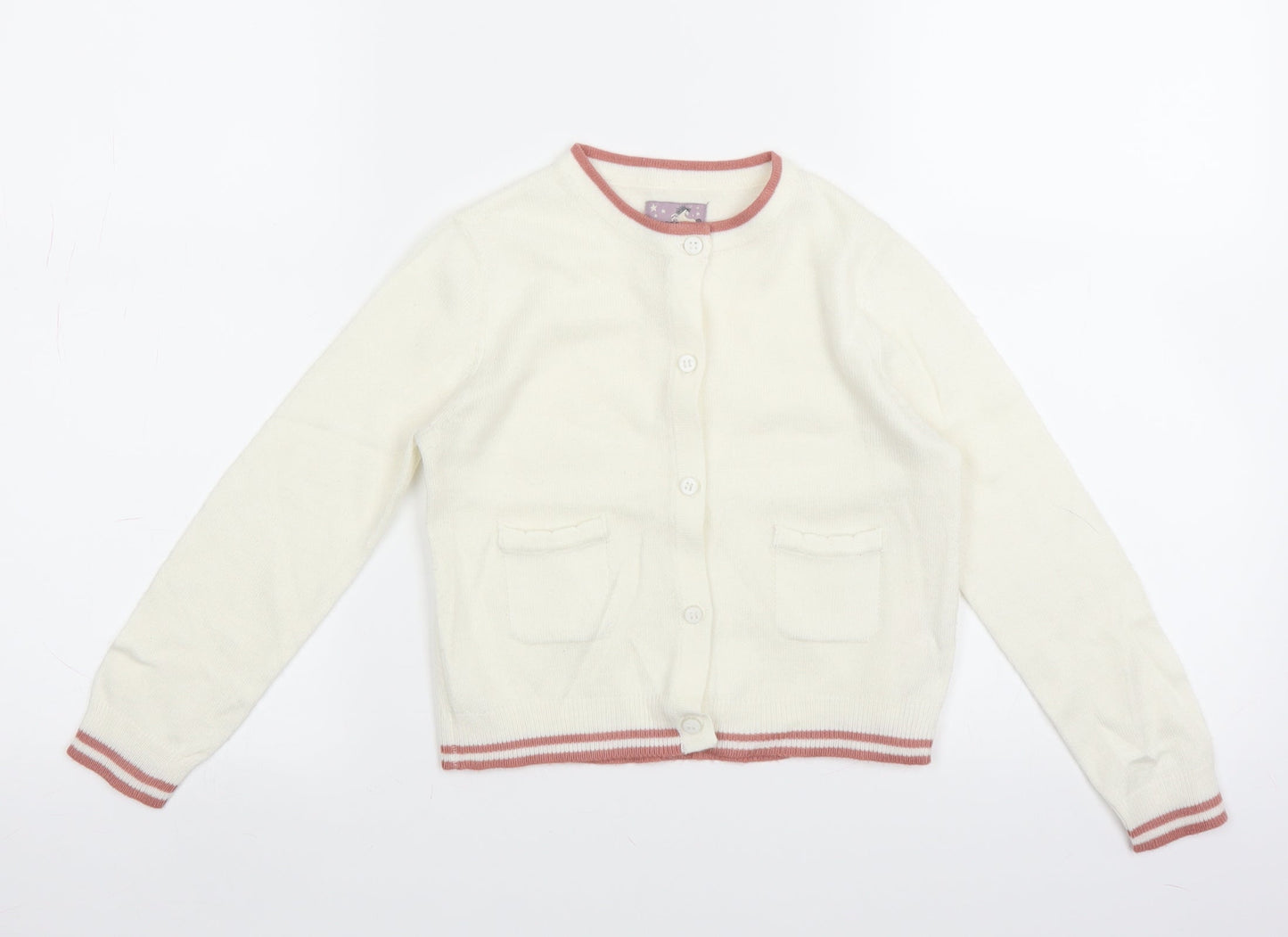 Unicorn Magic Girls White  Knit Cardigan Jumper Size 5-6 Years