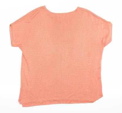 Next Womens Orange  Knit Pullover Jumper Size 14