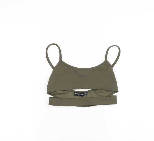 PRETTYLITTLETHING Womens Green   Cropped T-Shirt Size 8