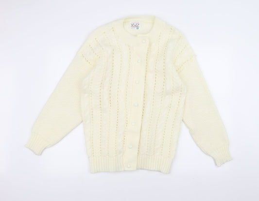 XYZ Womens White  Knit Jacket Coatigan Size L
