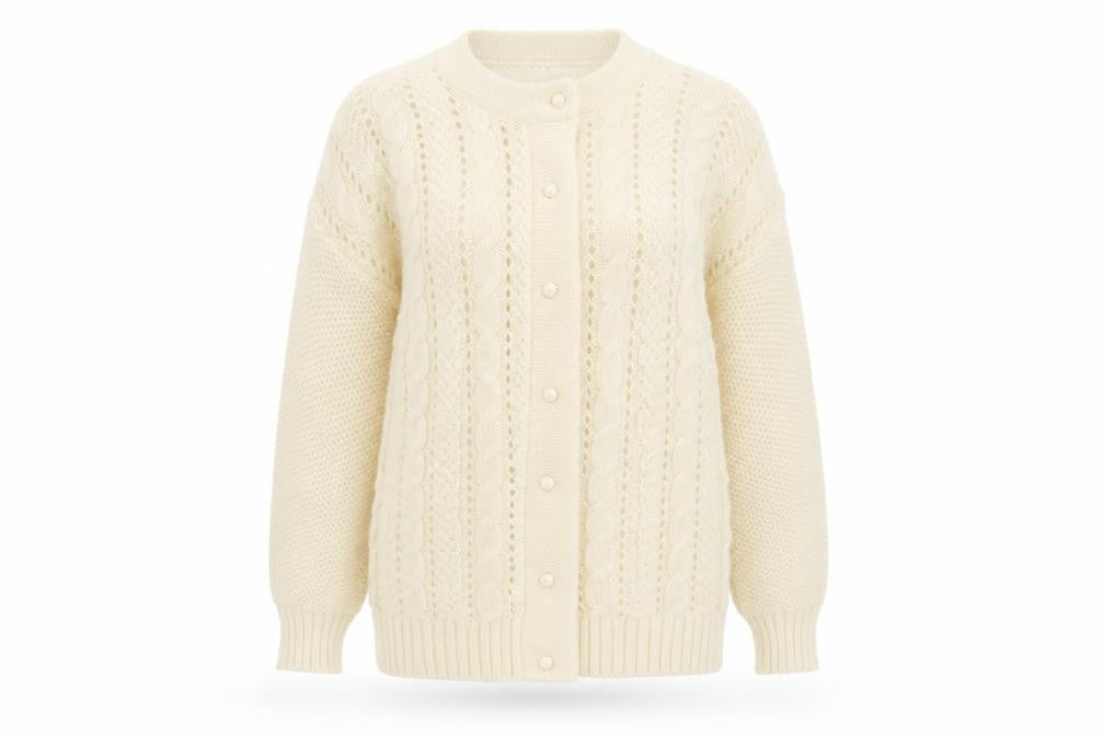 XYZ Womens White  Knit Jacket Coatigan Size L