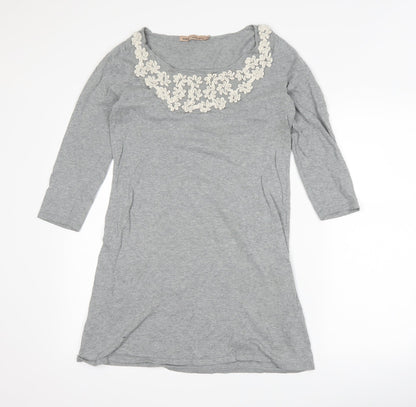 Next Womens Grey Floral  Bodycon  Size 12