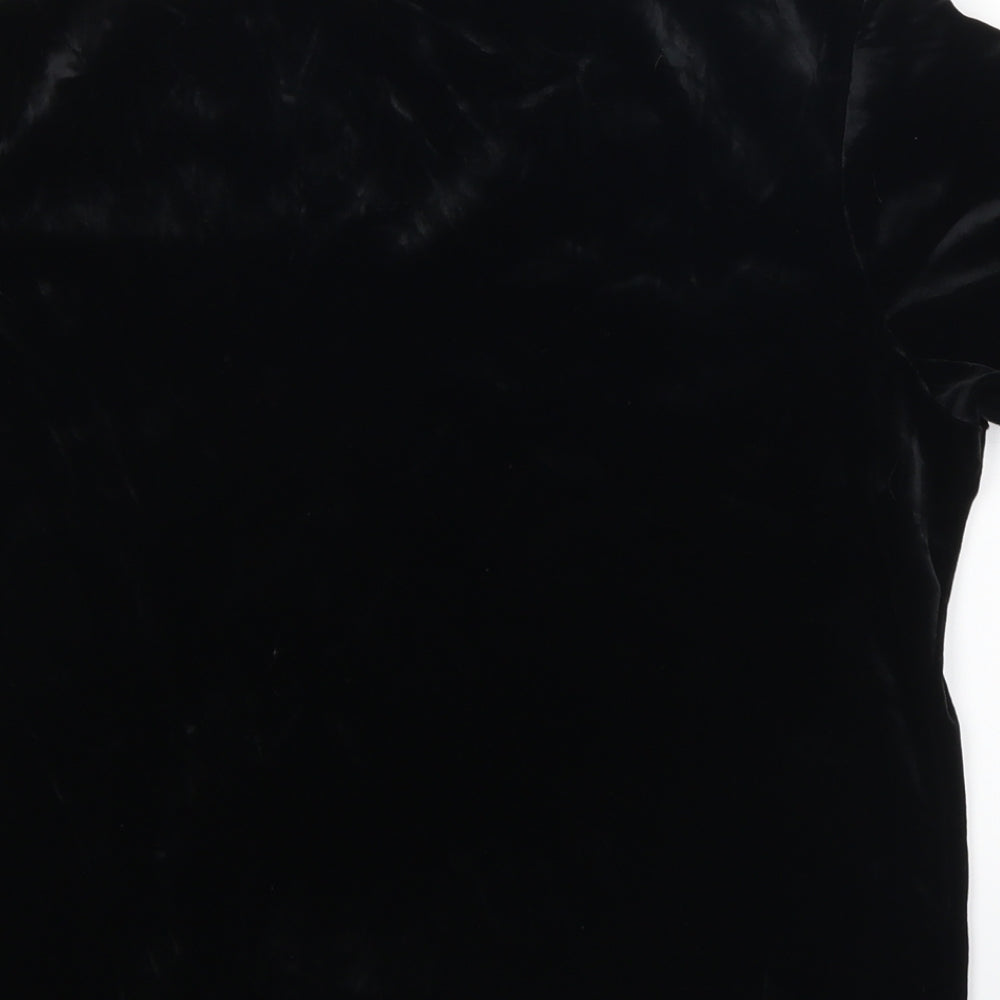 Anna Morella Womens Black Floral  Basic T-Shirt Size 14