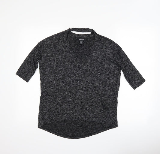 New Look Womens Black   Basic T-Shirt Size XS  - Cut Out Neckline