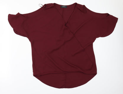 Papaya Womens Red   Tunic Blouse Size 10  - COLD SHOULDER