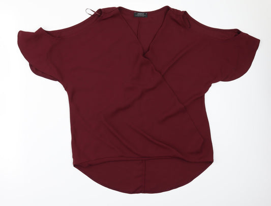 Papaya Womens Red   Tunic Blouse Size 10  - COLD SHOULDER