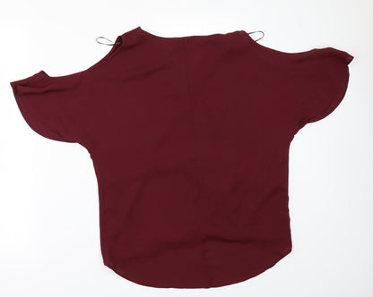 Papaya Womens Red   Tunic Blouse Size 10  - COLD SHOULDER
