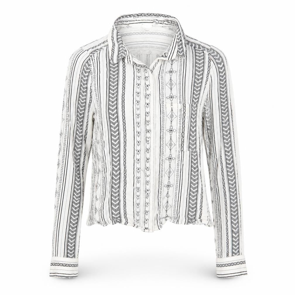 Divided Womens White Geometric  Basic Button-Up Size 6