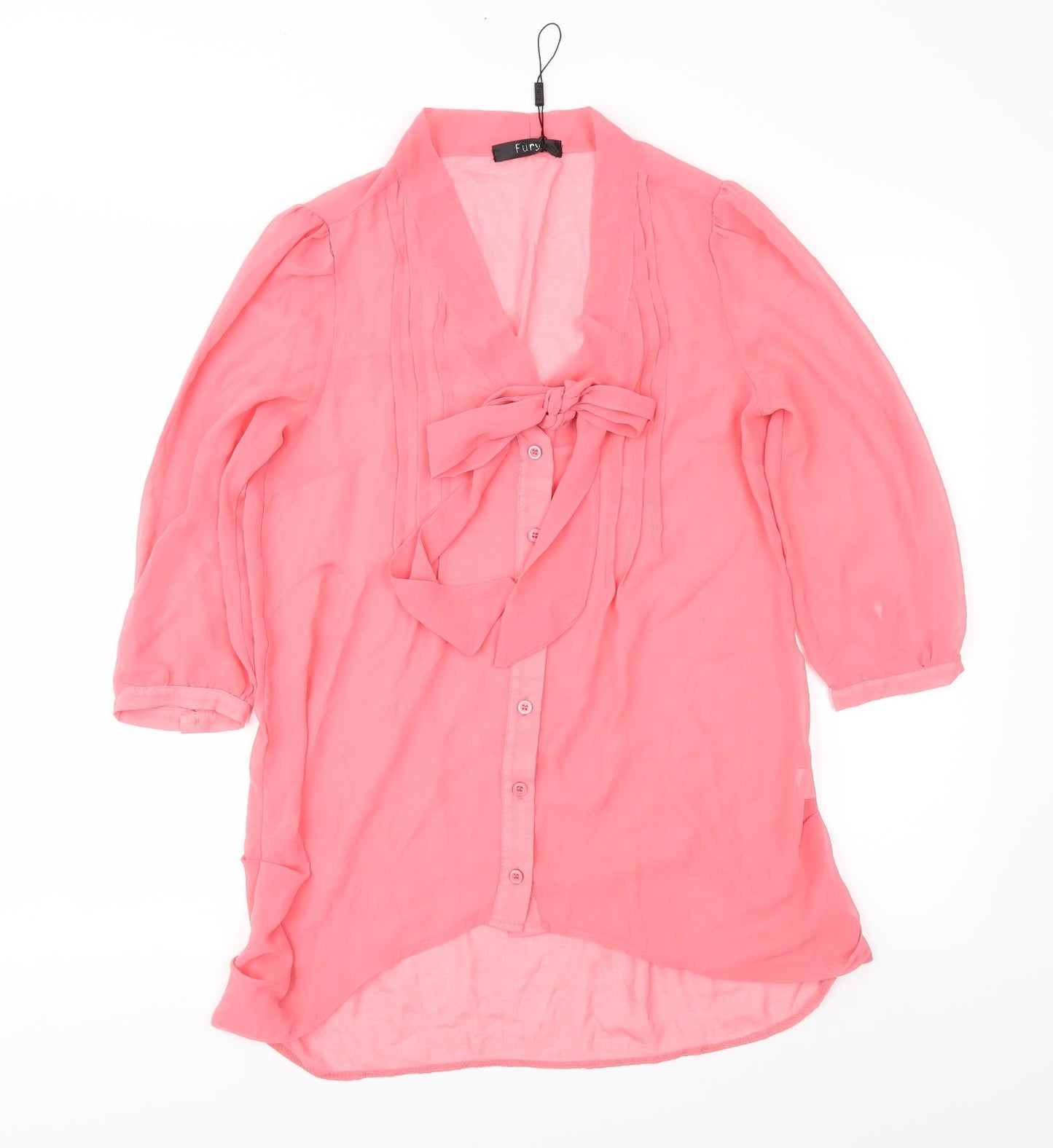 Fury Womens Pink  Chiffon Basic Blouse Size S
