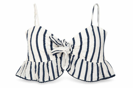 Miss Selfridge Womens Ivory Striped  Cropped Blouse Size 10