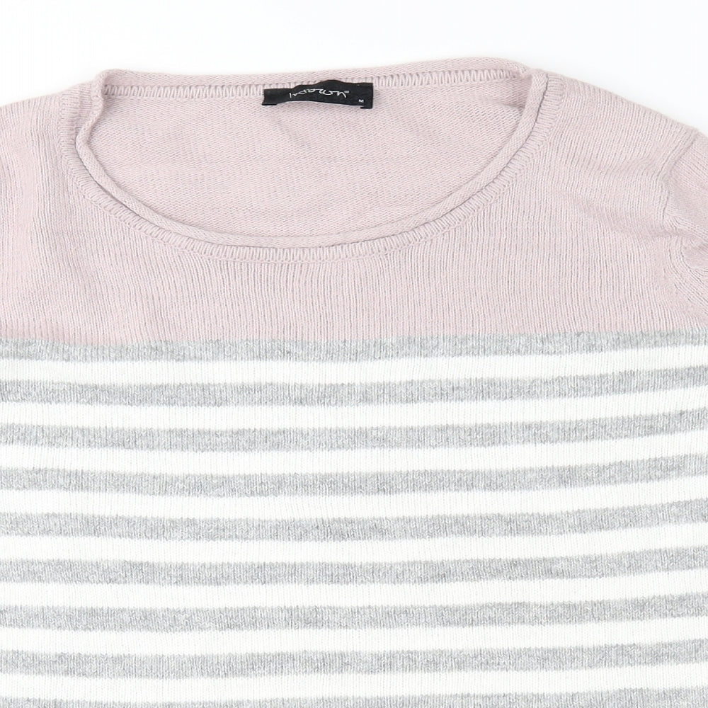 InTown Womens Grey Striped Knit Pullover Jumper Size M