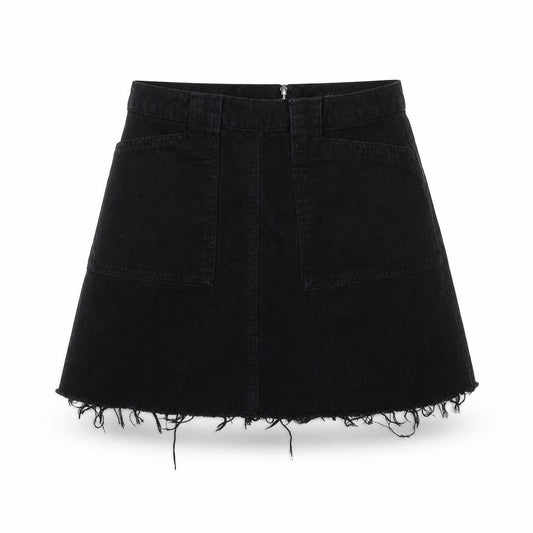 BDG Womens Black  Denim A-Line Skirt Size M  - distressed hem