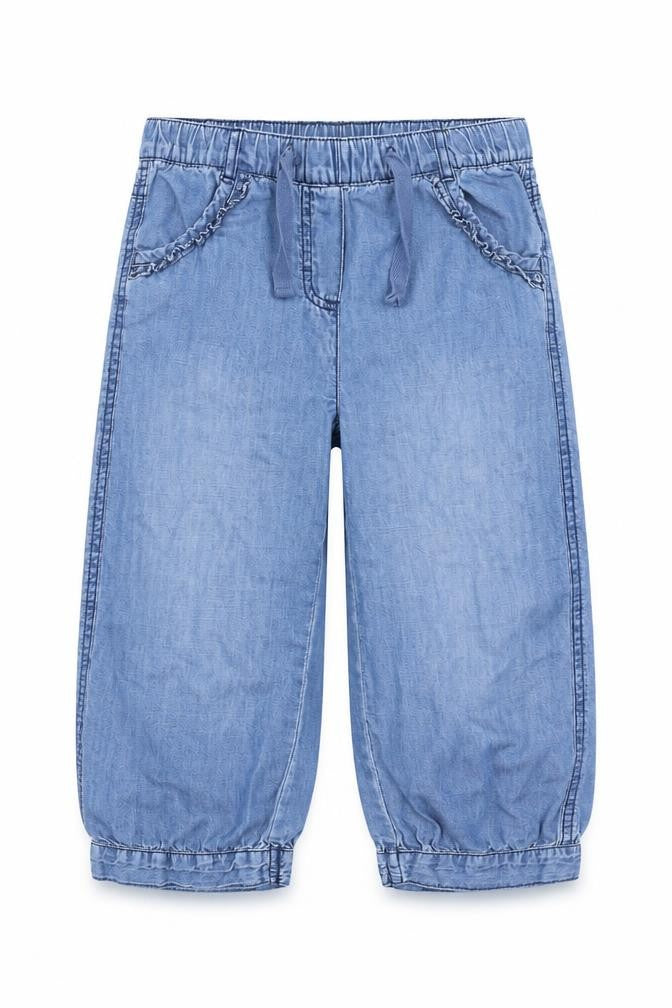 kihawo Girls Blue  Denim Cropped Trousers Size 9 Months