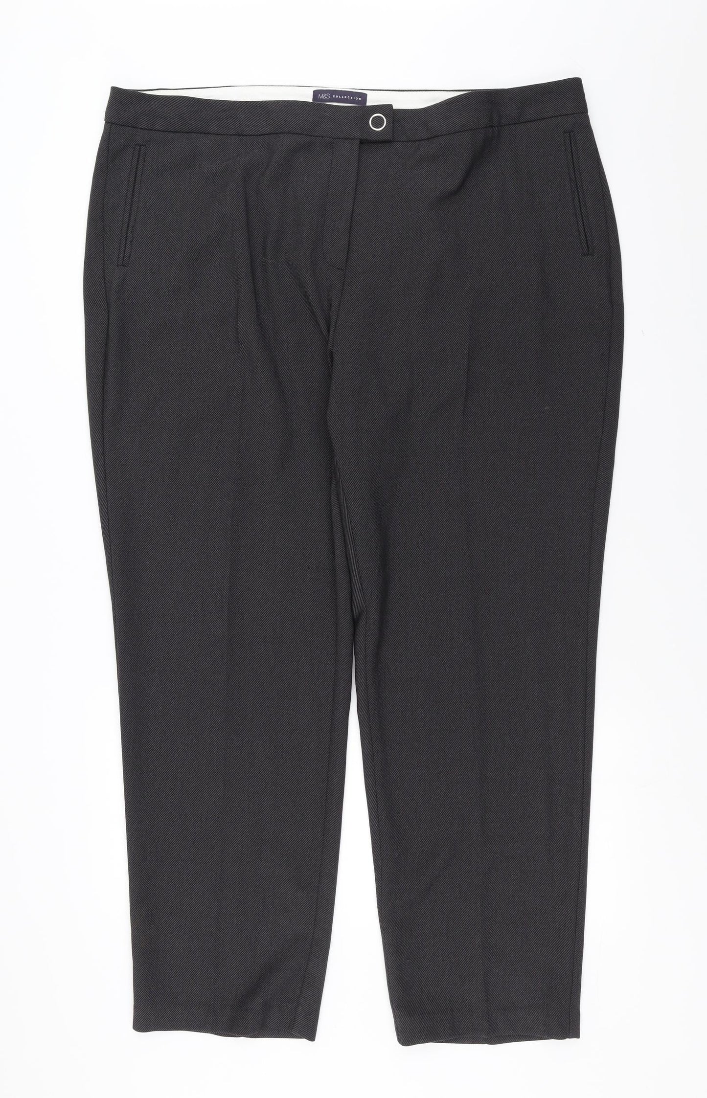 Marks and Spencer Womens Grey Striped  Trousers  Size 22 L30 in
