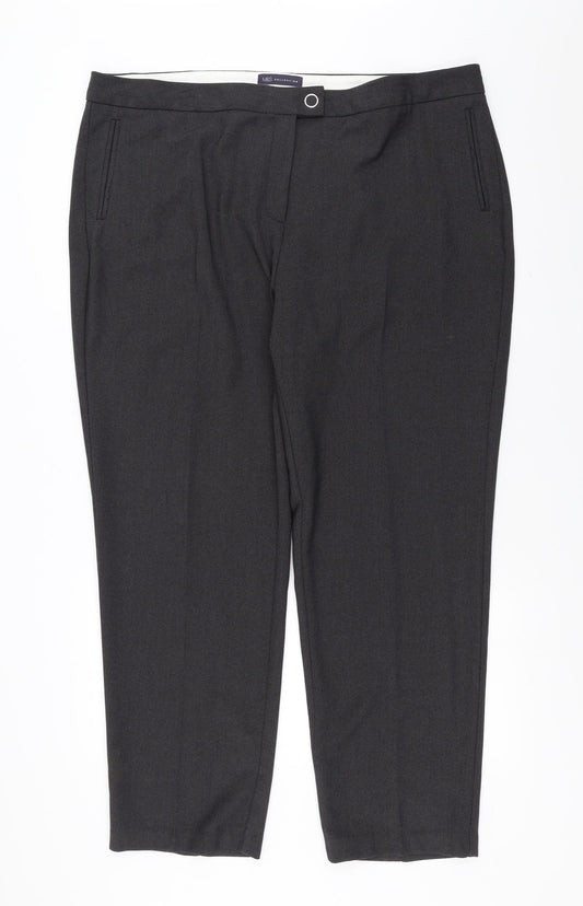 Marks and Spencer Womens Grey Striped  Trousers  Size 22 L30 in