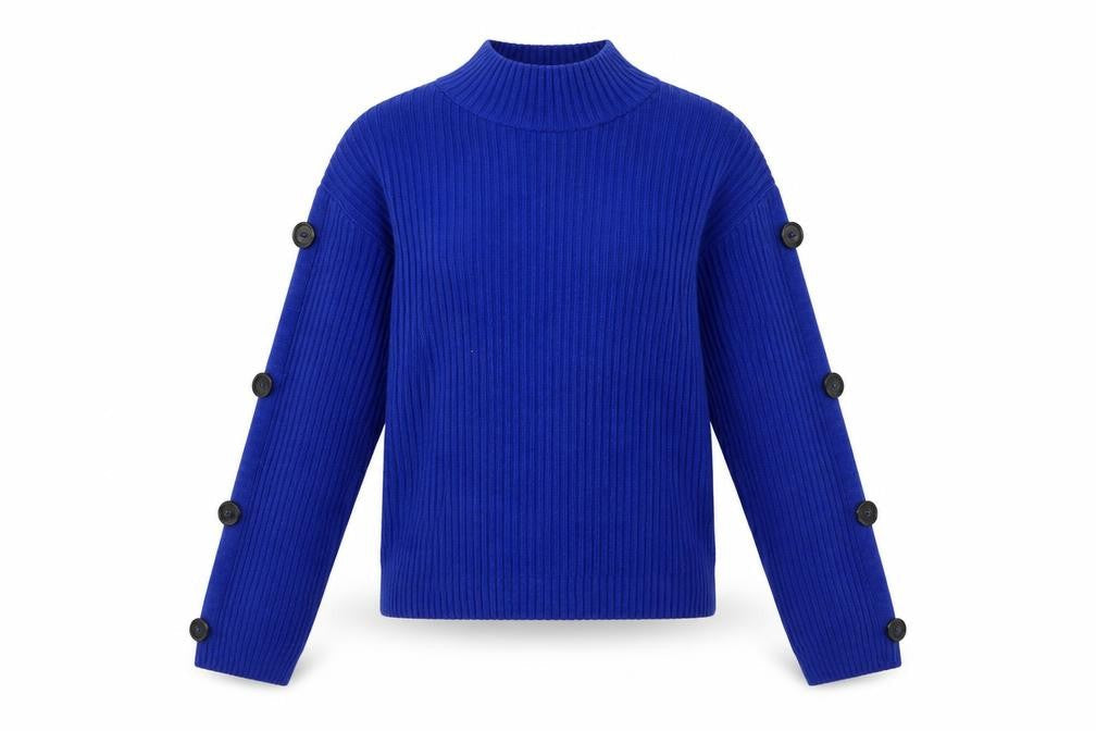 Primark Womens Blue   Pullover Jumper Size S  - Button Sleeve Detail