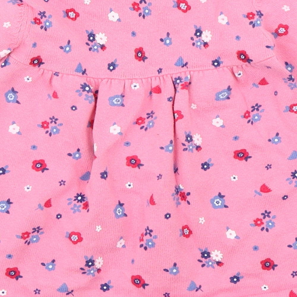 George Girls Pink Floral Knit Jumper Dress  Size 3-6 Months