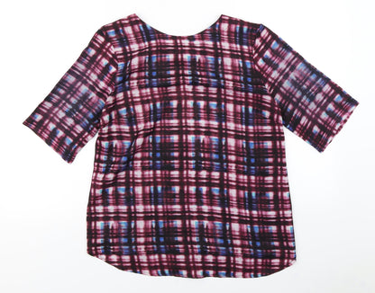 Red Herring Womens Purple Check  Basic Blouse Size 14
