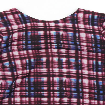 Red Herring Womens Purple Check  Basic Blouse Size 14
