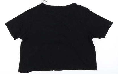 Select Womens Black   Cropped T-Shirt Size 12  - Distressed