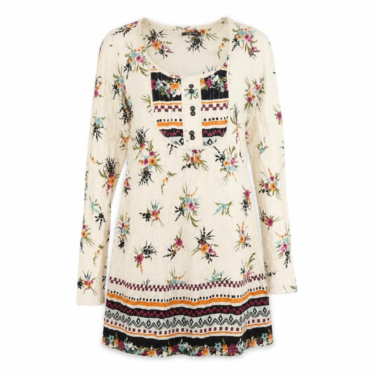 Front view of Papaya women’s ivory floral a-line, size UK 8
