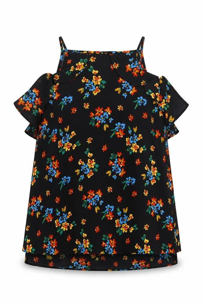 Papaya Womens Black Floral Mesh Basic Blouse Size 10