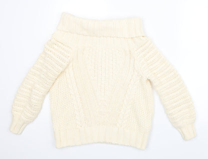 H&M Womens White  Knit Pullover Jumper Size S