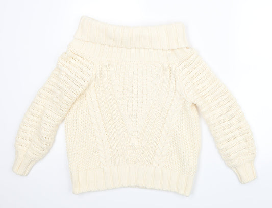 H&M Womens White  Knit Pullover Jumper Size S